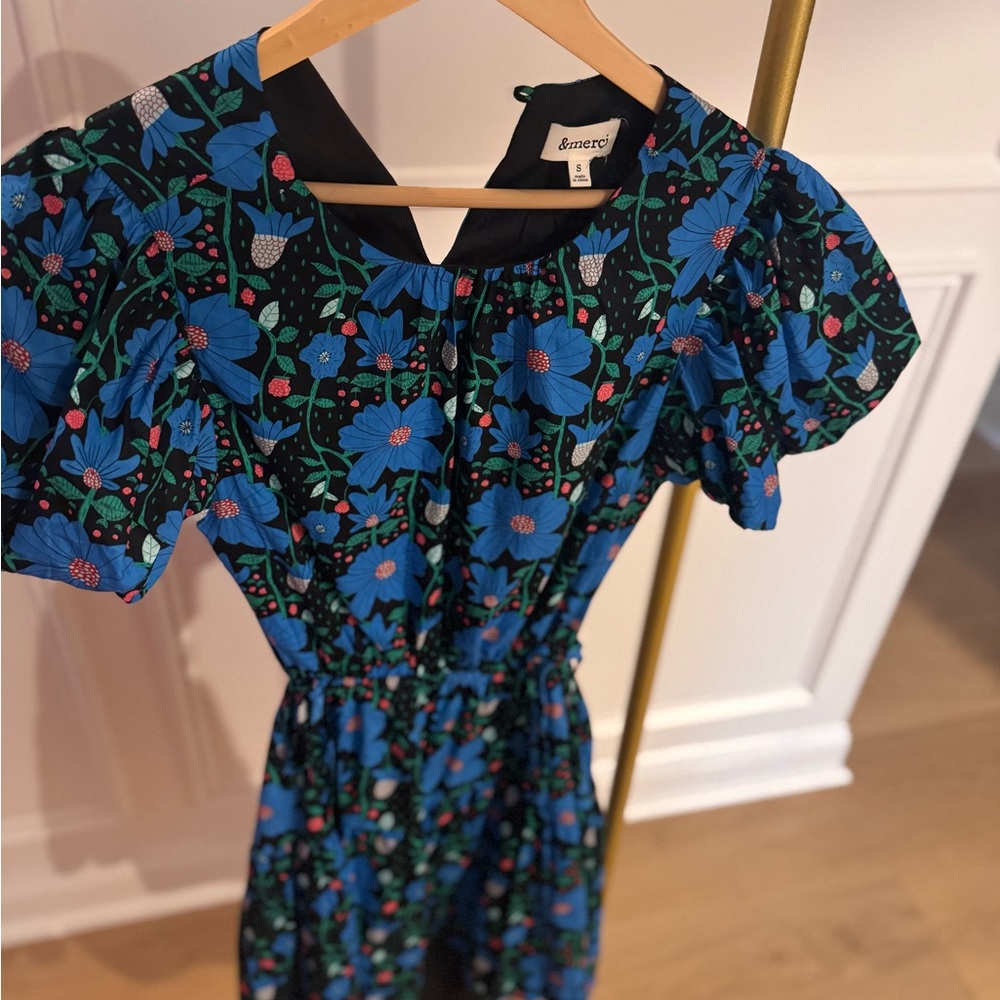 & Other Stories Blue Floral Midi Dress
